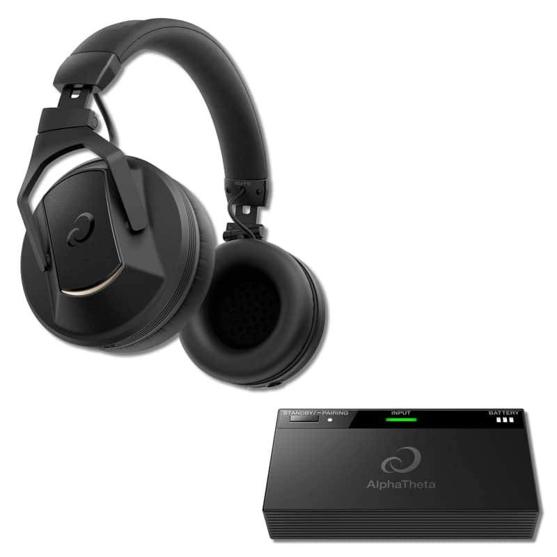 AlphaTheta HDJ-F10 Wireless Monitor Headphones with AlphaTheta HP-TX01 System Transmitter image 1
