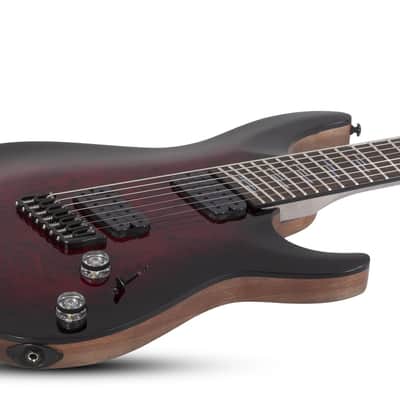 Schecter Omen Elite-7 Multiscale Black Cherry Burst image 4
