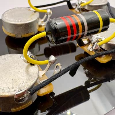 Gibson Les Paul 50s style wiring harness with new Bumblebee 0.022uF paper in oil capacitors and split long shaft pots image 2