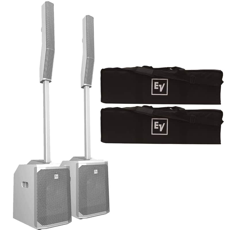 (2) Electro-Voice Evolve 50 White Portable Column PA System with Bluetooth Duo Package (Demo Unit) image 1