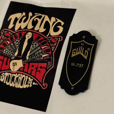 DeArmond By Guild M75T truss rod cover 1998-2004 - Black and gold image 2