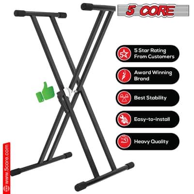 5 Core Keyboard Stand Dual X Shape Gear Adjustable Foldable Portable Key Board DJ Controller Stands image 9