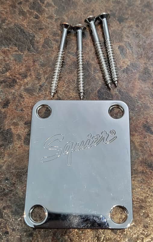 Squier Strat Neck Plate with screws image 1