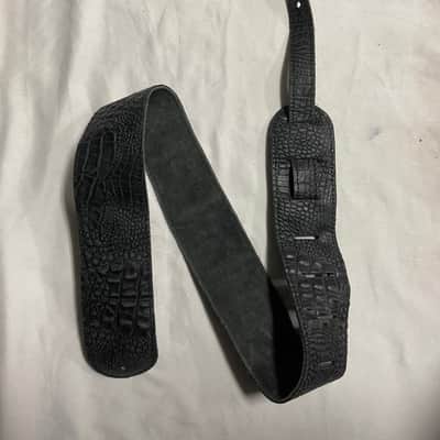 2 1/2'' Faux Crocodile Alligator Black LEATHER Guitar STRAP - FIRE SALE image 1