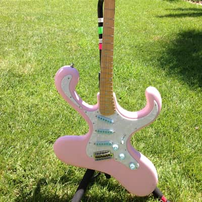 Bender / Brian Eastwood Distortacaster  Bubblegum Pink/Blue Electric Guitar image 2