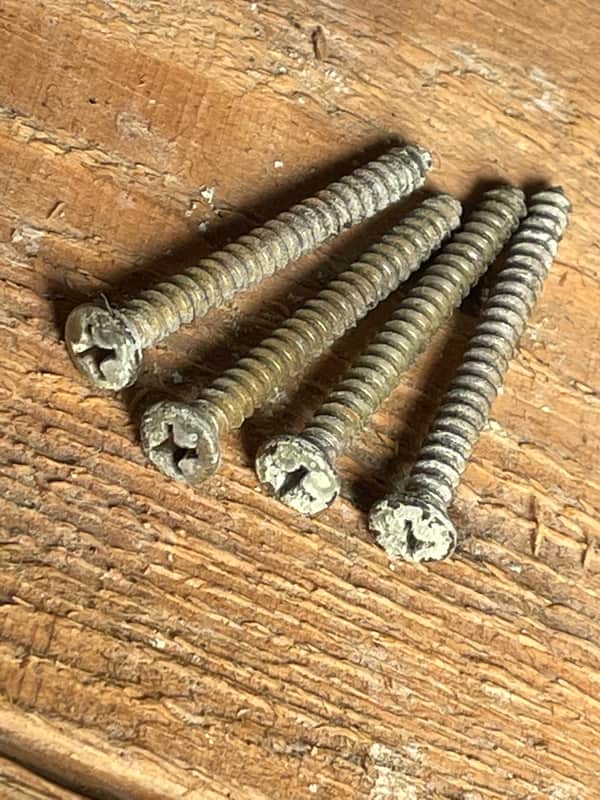 Relic Neck Plate Mounting Screws (4) - Genuine Aged Vintage for Stratocaster / Telecaster - Genuire Vintage Relic image 1