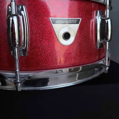 Vintage 1970's Ludwig Standard Maple 5x14 Snare Drum in Red Mist Sparkle with Internal Muffler image 2