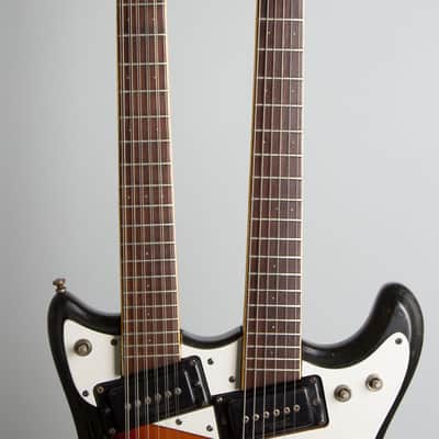 Mosrite  Doubleneck Solid Body Electric Guitar (1967), ser. #2J467, black tolex hard shell case. image 8