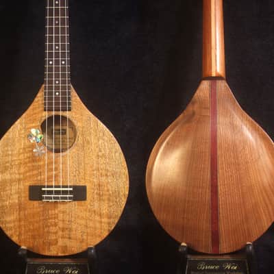 Handmade Thin Body Tenor Ukulele, Solid Mango, Walnut, ArchBack, Abalone MOP Inlay, Soft-bag, Bruce Wei UAM17-2012 image 1