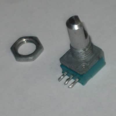 used (is fine / works fine) BOSS / ALPS potentiometer, 50 3A 03 5V, D Shaft, JAPAN, 1990s - 2010s - POT: blue, silver / NUT: gray (NO pedal, NO knob, NO other items) teal, square image 1