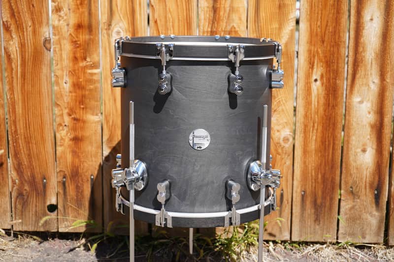 DW/ PDP Concept Classic Maple Series 14'' Ebony Stain Oil 14" Floor Tom w/ Legs & Maple Wood Hoops image 1