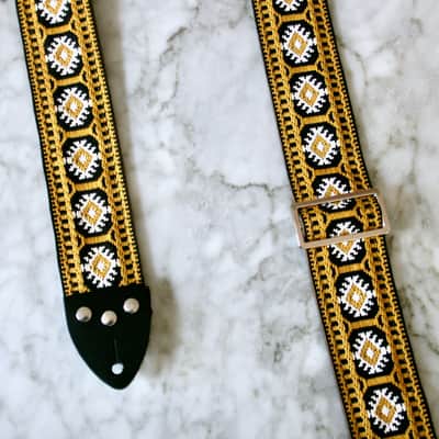 Tom's Vintage Straps Gold 'Cristars' Guitar/Bass Hippie Strap image 2