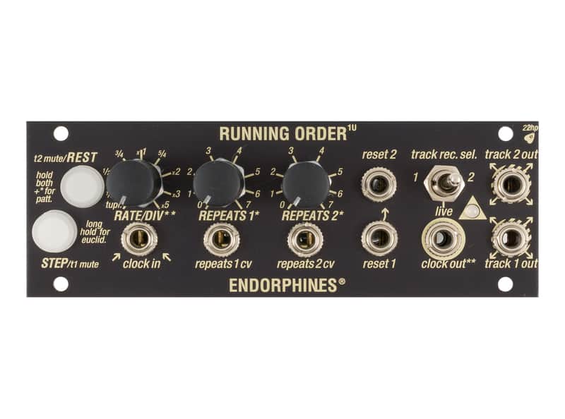 Endorphin.es Running Order 1U Two-Track Trigger Sequencer (Black) [USED] image 1