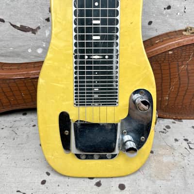 1953 Fender Champion Lap Steel Guitar 1950's -Yellow Pearloid w/ Original Case image 16