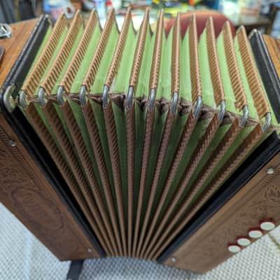 Hohner Pokerwork (Refurbished) Melodeon, 1-row/4-bass, Key of C, Fully Restored + tuned, Made in Germany. image 3