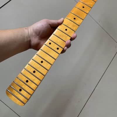 Left Hand Yellow Guitar Strat Style Maple Neck, 22 Frets Fingerboard image 2