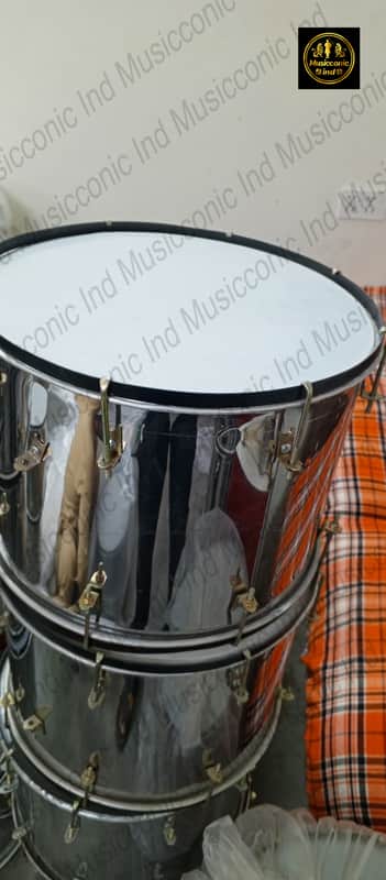 14" Stainless Steel Mirror Snare Drum - Polished Steel School Marching Band Drum | Practice Drum image 1
