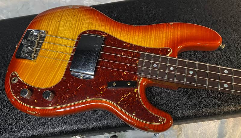 NEW! Fender Artisan Flame Maple Top Precision Bass Relic - Custom Shop - Aged Cherry Sunburst - Absolutely Beautiful - Flamed Roasted Maple Neck - Authorized Dealer - 9.3lbs - G06781 image 1