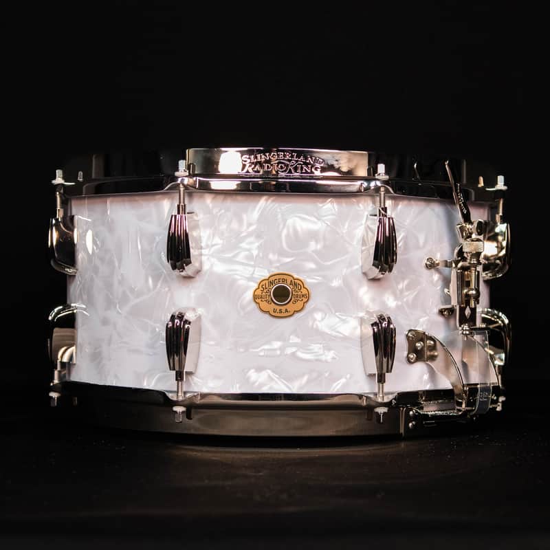 Slingerland 14" x 7" Radio King Solid Maple Snare Drum, White Marine Pearl FP image 1