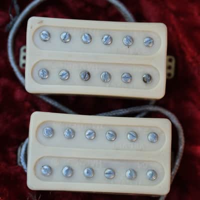2x NOS Vintage 70s White Red Rhodes Velvet Hammer duo 54 Humbucker Pickup (lot006) image 2
