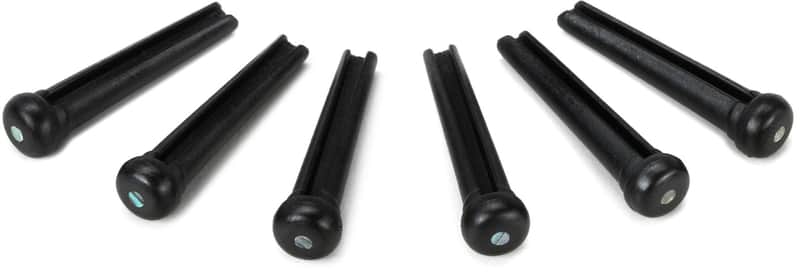 Graph Tech PP-2182-00 TUSQ Traditional Style Bridge Pin Set - Black with 2mm Paua Shell Dot Inlay (set of 6) (5-pack) Bundle image 1
