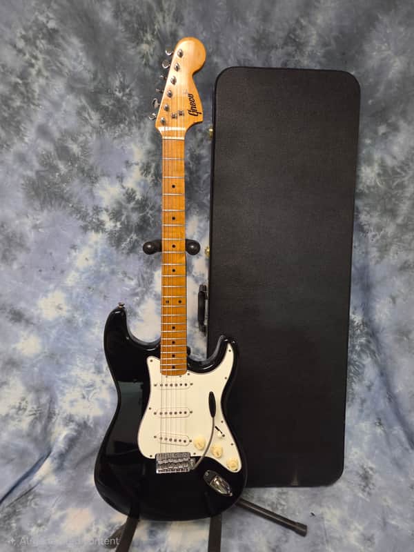 Vintage RARE 1974 Greco SE500B Black Strat Style Electric Guitar Maxon Pickups New Strings Pro Setup New Hard Shell Case image 1