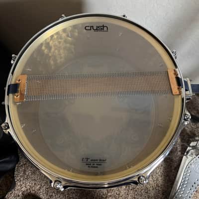 USED Crush 7x13 Hammered Chrome & Brass Snare Drum image 4