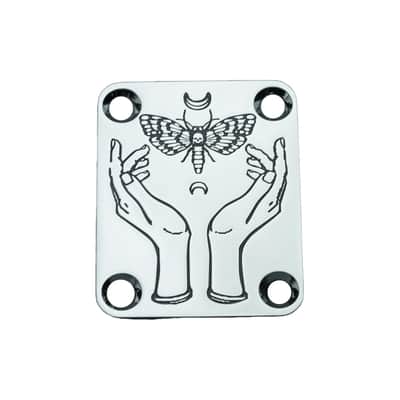 Guitar Neck Plate, 4-Holes Stainless Steel Electric Guitar Bass Neck Joint Plate NeckPlate Replacement Part (GN004, Chrome) image 3