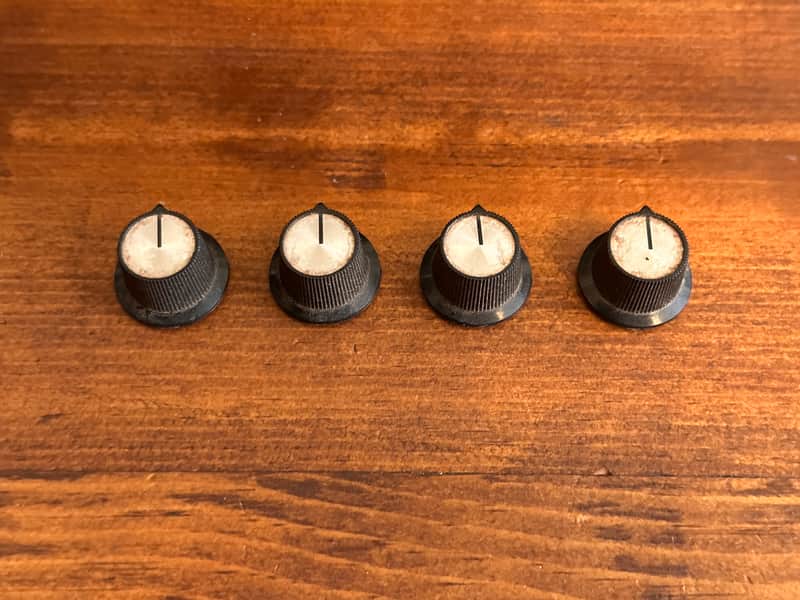 4 Vintage Amp Knobs 1960s - Black and Aluminum image 1