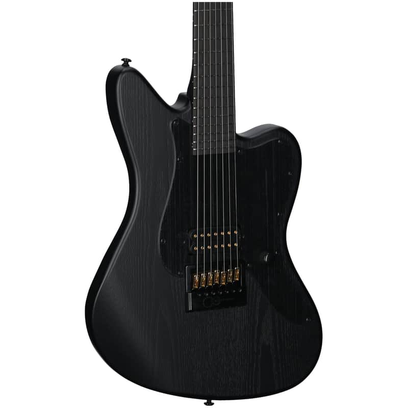 ESP LTD Alex Wade XJ Baritone Electric Guitar (with Case), Black Satin image 1
