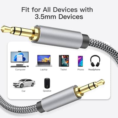 AUX Cord 10ft - 3.5mm Auxiliary Audio Cable AUX Cable Nylon Braided Male to Male 3.5mm Audio Cable Compatible for Headphones, iPods, iPhones, iPads, Home/Car Stereos and More image 6
