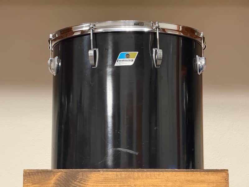 1970's Ludwig 16" Black Cortex 3-Ply Concert Tom 14x16 image 1