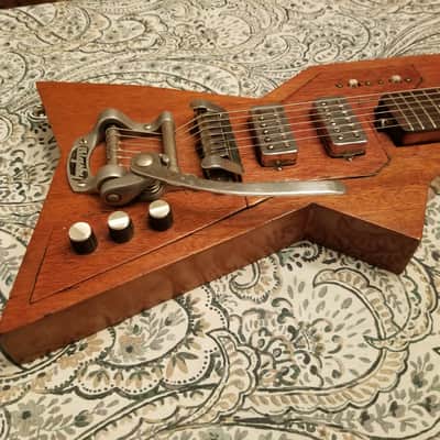 1960s Korina Wood Solidbody 2" Thick, Futuristic Guitar, Unknown Maker, Modeled After 1958-59 Gibson image 6