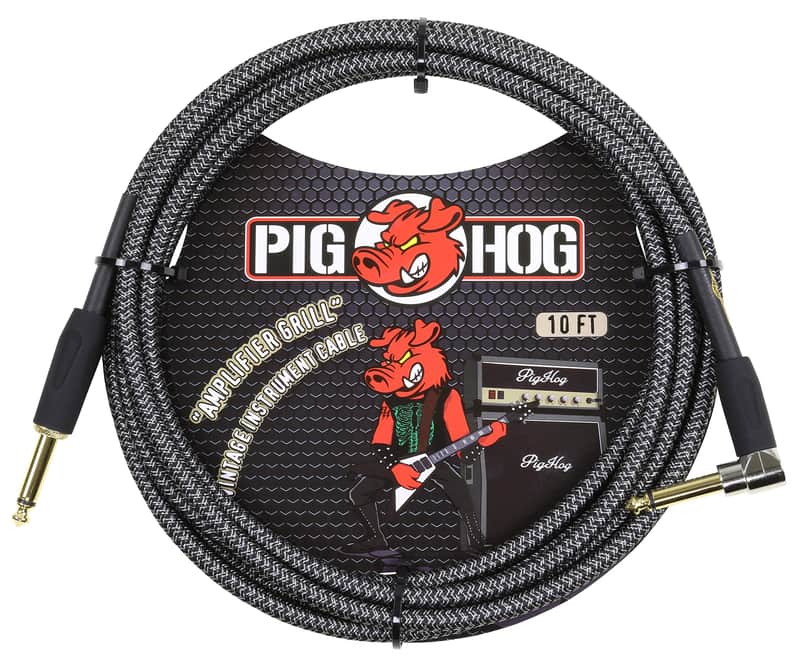 Pig Hog Vintage Serie Instrumentenkabel, Amplifier Grill, 3m/10ft, 6.35 (1/4”) auf 6.35 (1/4”), Hochwertige Qualität, Gewebt, Winkelstecker image 1