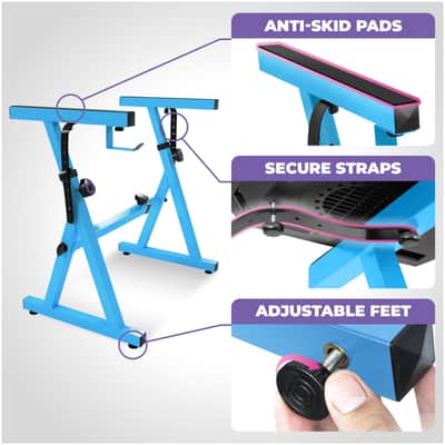 Liquid Stands Piano Keyboard Stand & Bench Set for 54-88 Key Electric Pianos (Light Blue) image 4