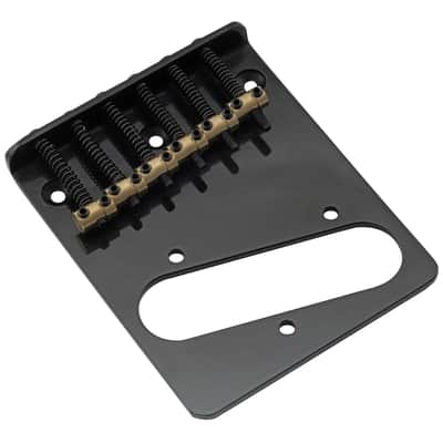 Brio Pro Modern Tele Bridge — 54 mm (2-1/8") • 6 Brass Barrel Saddles • Dual-Load Black image 5