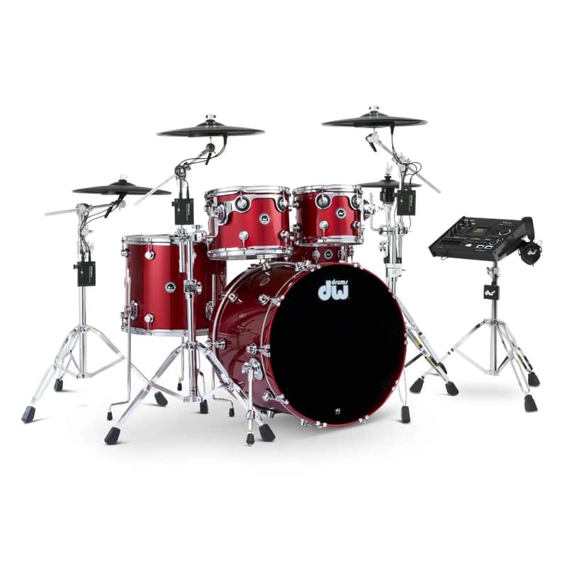 DW DWe 5pc Complete Electronic/Acoustic Drum Set w/Roland Cymbals & V71 Black Cherry Metallic image 1