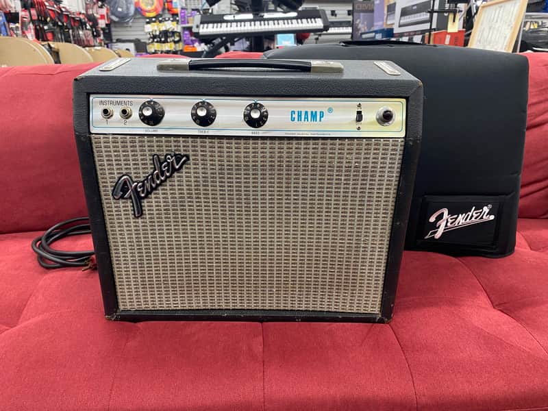 Fender Champ Tube Guitar Combo Amp 1976 - Silverface with Cover image 1