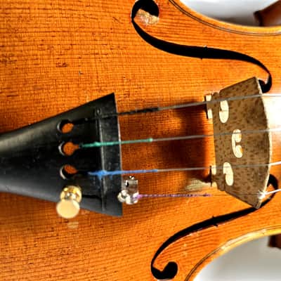 Vintage 4/4 Violin Outfit – Beautiful Flamed Maple Back – Old European Labeled Violin with Bow & Case – Warm Resonant Tone (Video) image 8