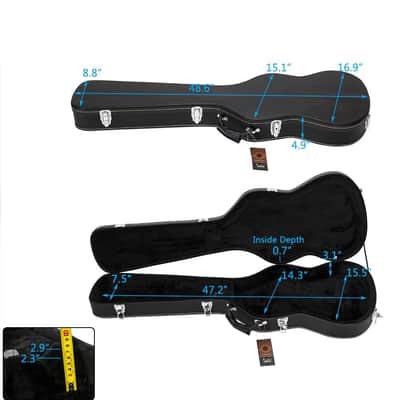 49" Electric Bass Guitar Hard Case | Locking Hardshell, Plush Lined, Black image 2