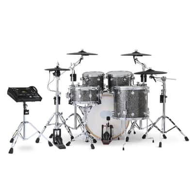 DW DWe 5pc Complete Electronic/Acoustic Drum Set w/Roland Cymbals & V71 Black Galaxy image 3