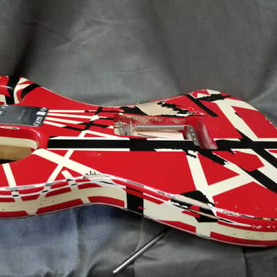 2021 EVH Striped Series Frankie Red / White / Black Stripes Relic image 14