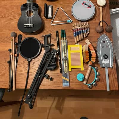 Box of Various Musical Instruments and Equipment image 2