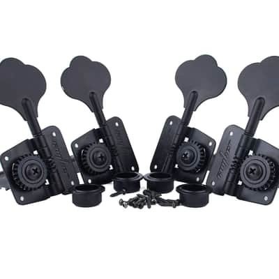Guyker Bass Tuners (2R + 2L) - 1:20 Ratio Open Gear Tuning Key Pegs Machine Head Replacement for Electric Jazz Guitar Bass or Precision Instruments - GK530 Black image 1