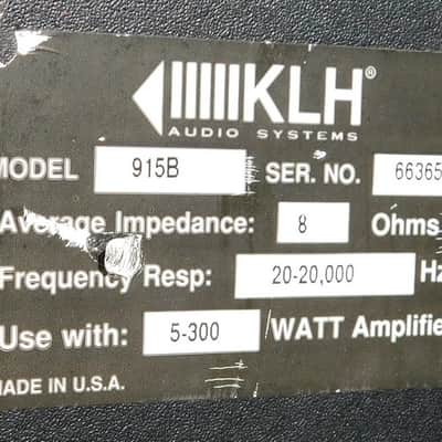 KLH 915B huge vintage stereo speakers w 15" woofers sealed acoustic suspension image 8