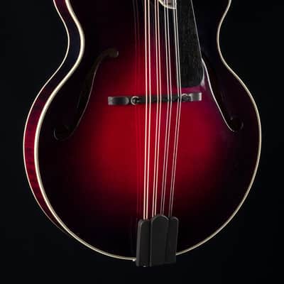 Hinde Jazz Model Adirondack Spruce and Flamed Maple Merlot Burst Mandolin with Pickup image 1