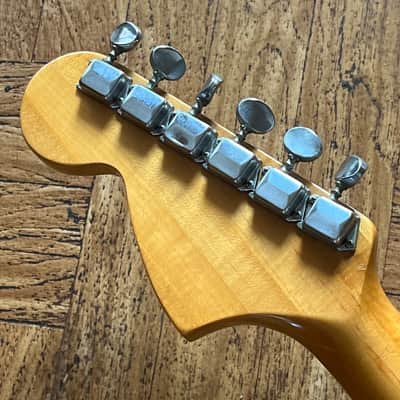 1975 Greco Stratocaster ... Khruangbin Mark Speer WIRING + NYLON Saddles + FLAME MAPLE NECK + Unique TREM claw see trough! (MADE IN JAPAN Lawsuit Era + Gigbag) ... Matsumoku Built – Pre-Serial Vintage image 8