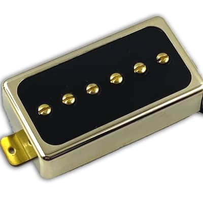 Dragonfire H90 Bridge Pickup ~ Humbucker Sized P90 Performance Pickup, Gold Ring with Black Inlay image 1