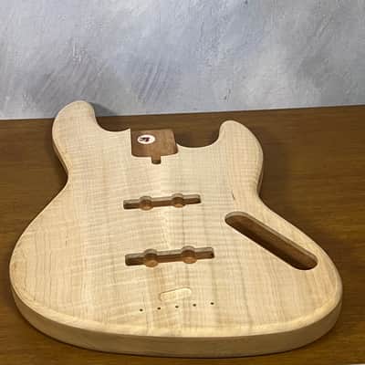 high end  Offset bass body NOS Curly Maple Top Solid One-piece Mahogany Back Unfinished Front Routed Luthier Supply R37 image 19