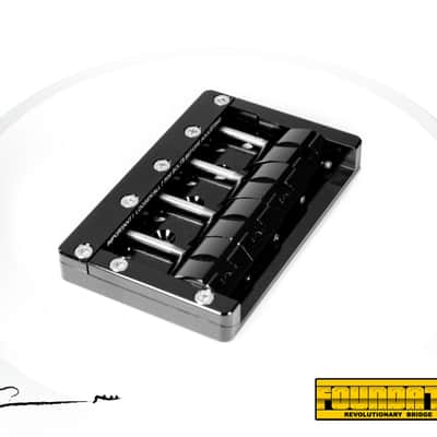 KSM Foundation Bass Bridge  (4-String) Black body w/ Nickel Bolts, Slotted Saddles image 4